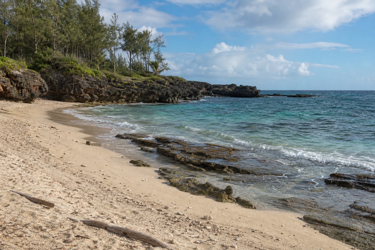 The coastline above Kawailoa Bay on Kauai's south shore, near ranch trails used for Kauai horseback riding
